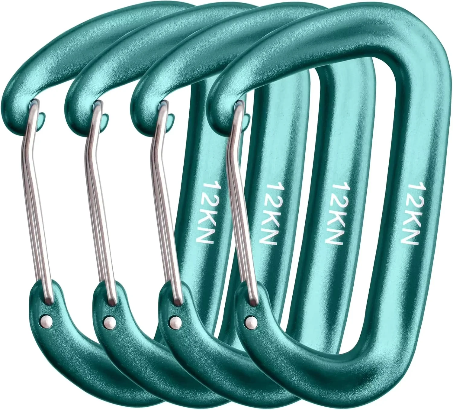 Carabiners Aluminum 12Kn Heavy Duty - Zestaw 4 karabińczyków 12kN typu D,
