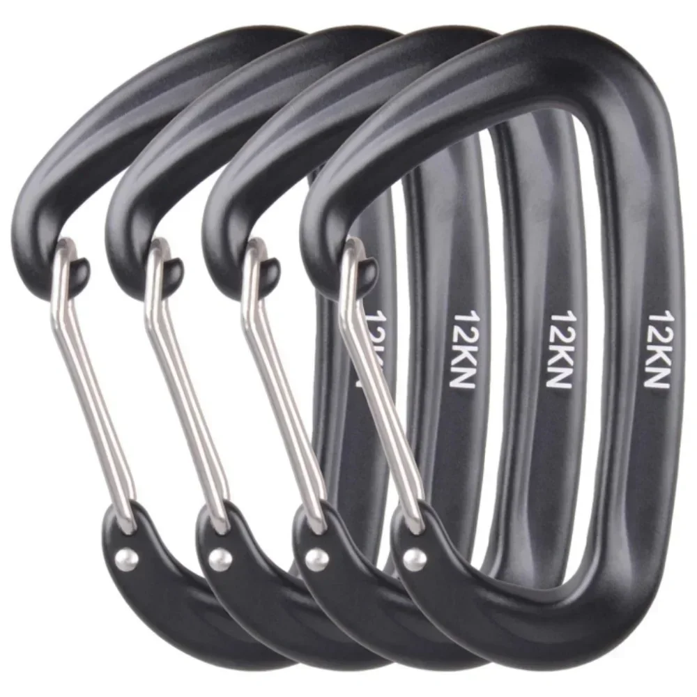 Carabiners Aluminum 12Kn Heavy Duty - Zestaw 4 karabińczyków 12kN, karabińczyk typu