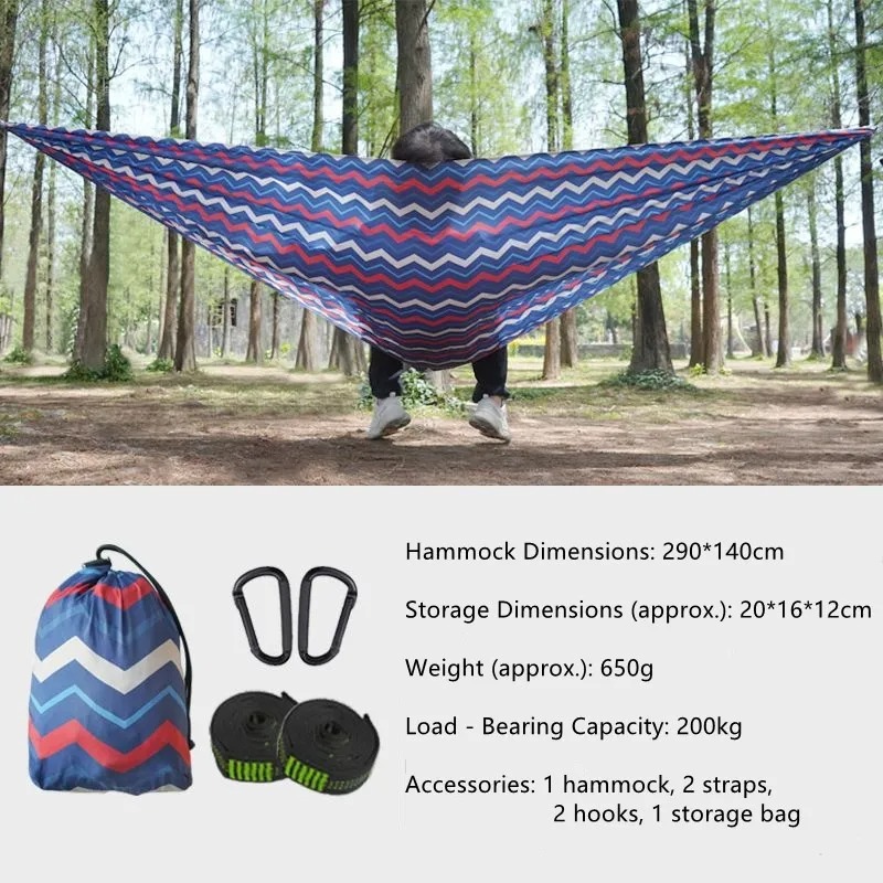Double Hammock Portable Parachute Nylon - Wzorzysty hamak spadochronowy, lekki nylonowy hamak