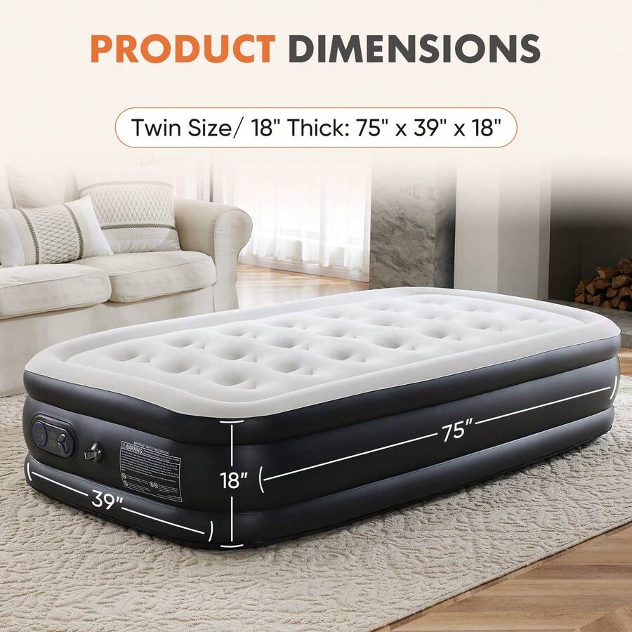 Camping Air Mattress Built In Pump - Materac dmuchany, przenośny, cichy, z wbudowaną
