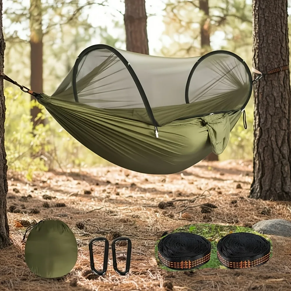 Double Hammock Portable Parachute Nylon - Przenośna, pojedyncza lub podwójna hamak kempingowy,