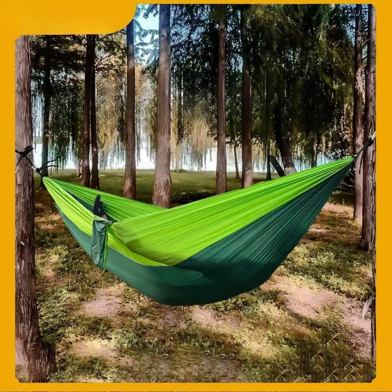 Double Hammock Portable Parachute Nylon - Hamak jednoosobowy, dwuosobowy, rekreacyjny, z tkaniny