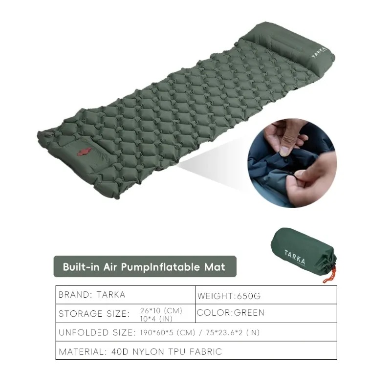 Inflatable Camping Sleeping Pad Pillow - Nadmuchiwane maty kempingowe Materac powietrzny z