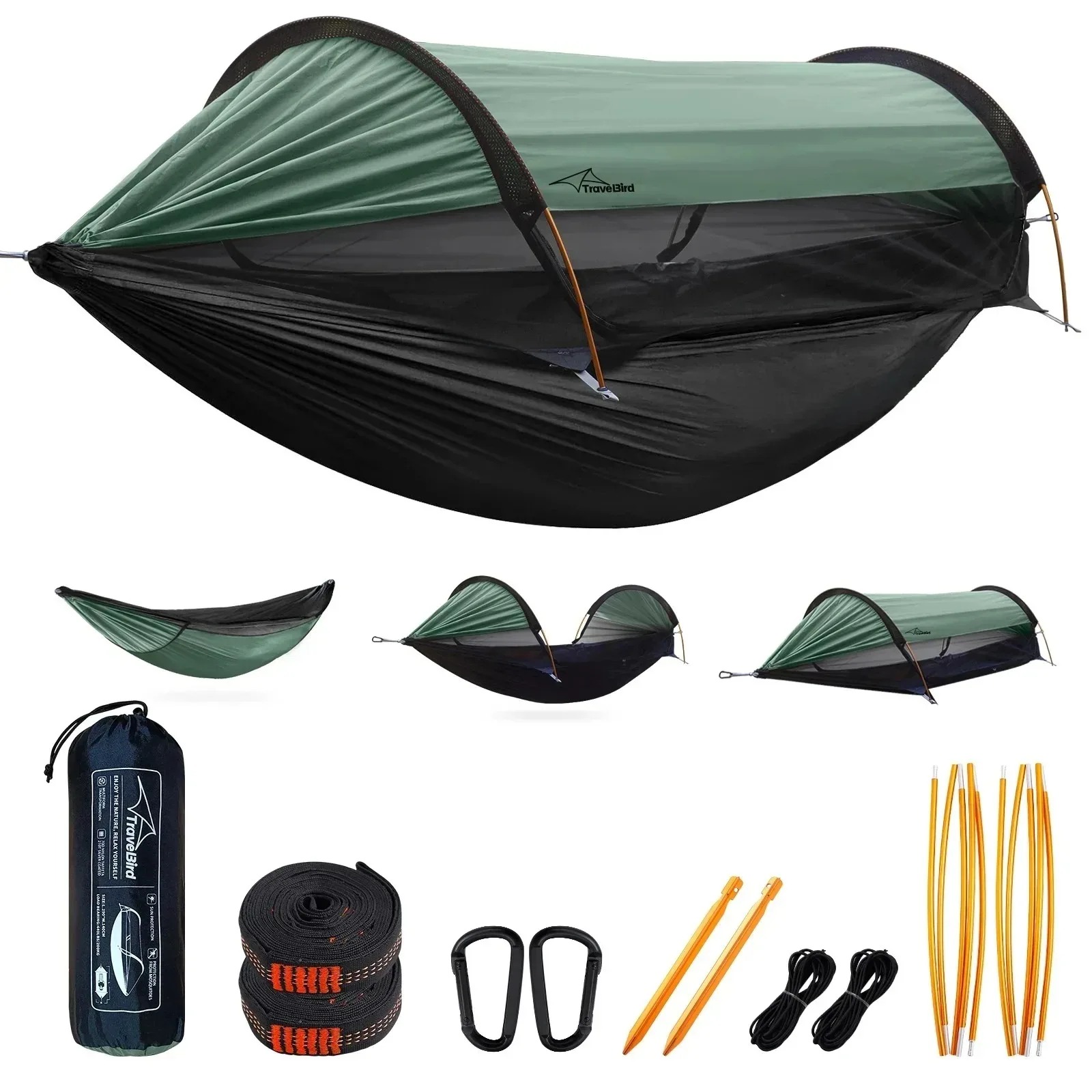 Camping Hammock With Mosquito Net Rainfly - Hamak Campingowy na Zewnątrz z Daszkiem