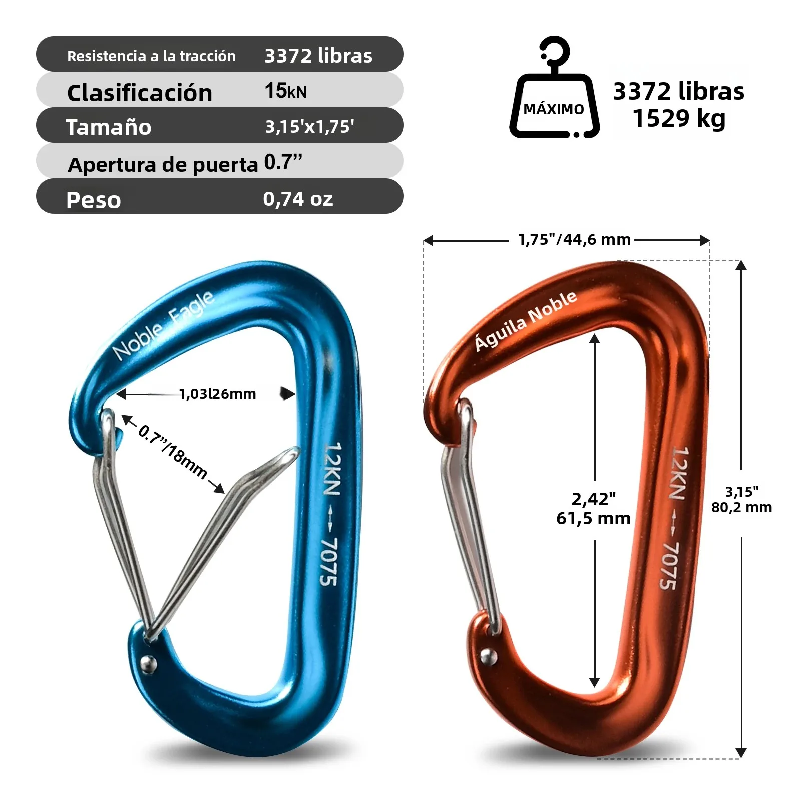Zestaw 6 karabińczyków 12kN z  – Carabiners Aluminum 12Kn Heavy Duty recenzja i cena