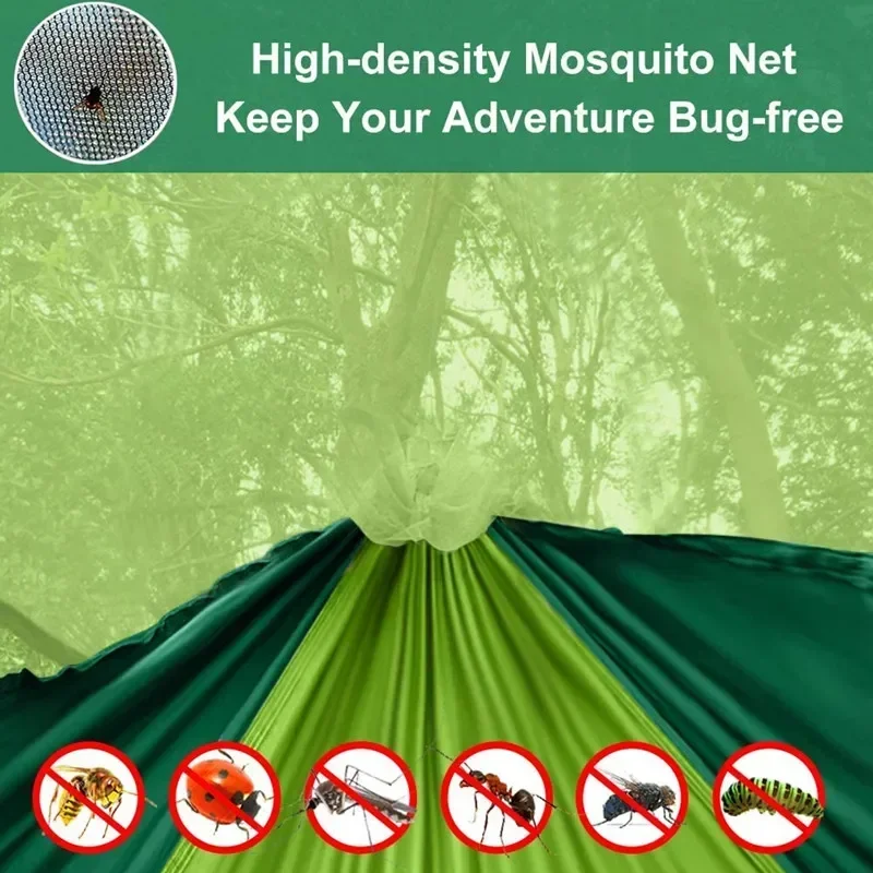 Hamak kempingowy z siatką, lek – Double Hammock Portable Parachute Nylon recenzja i cena