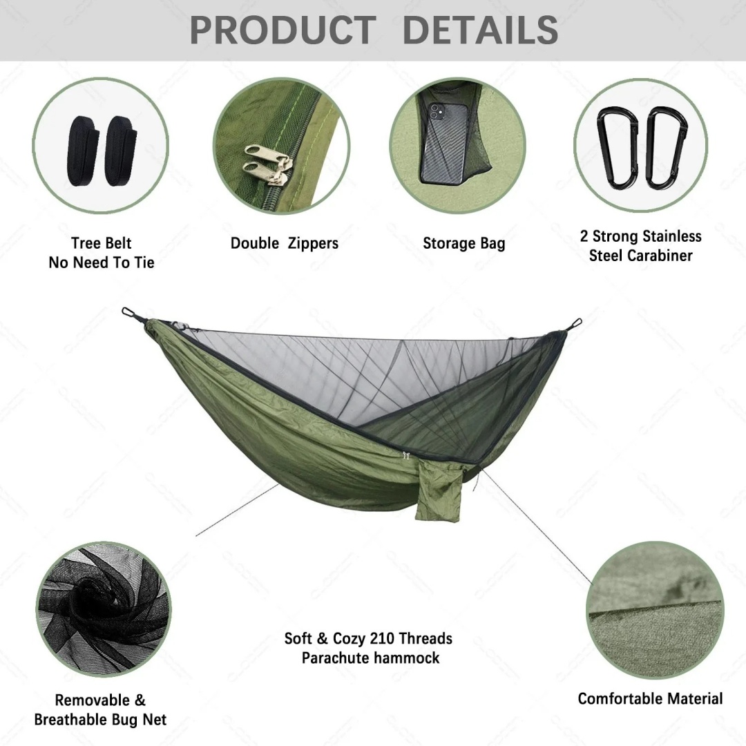 Przenośny Hamak Podwójny z Mos – Double Hammock Portable Parachute Nylon recenzja i cena