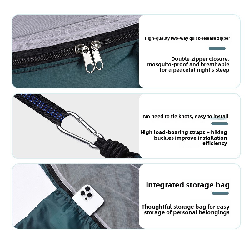 Przenośny dwukolorowy hamak pr – Double Hammock Portable Parachute Nylon recenzja i cena