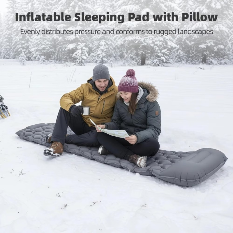 1 zestaw grubej maty kempingow – Inflatable Camping Sleeping Pad Pillow recenzja i cena